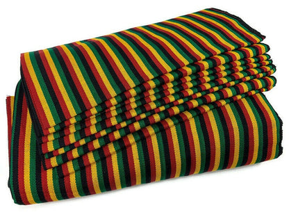 Guatemalan Fabric by the YARD. Rasta Color Ikat Stripes Red/Yellow/Green/Black. 100% Cotton Fair Trade Mayan Fabric for Home Decor, Apparel