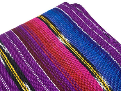 Guatemalan Ikat Fabric by the YARD. Purple Southwest Style Ikat Striped. Handwoven Fair Trade Mayan Ethnic Fabric for Home Décor. 36" wide.