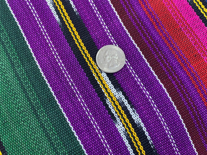 Guatemalan Ikat Fabric by the YARD. Purple Southwest Style Ikat Striped. Handwoven Fair Trade Mayan Ethnic Fabric for Home Décor. 36" wide.