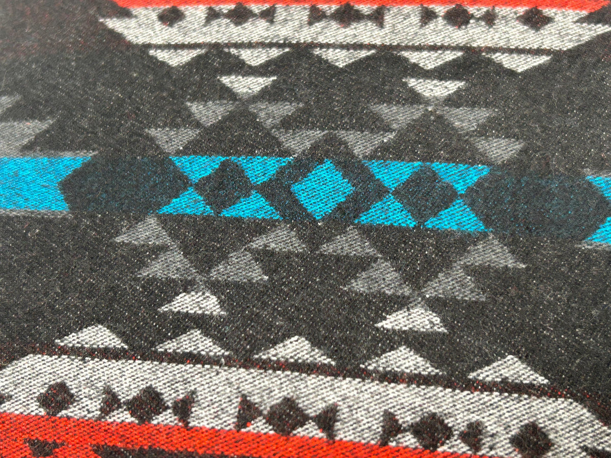 Sueded Cotton Southwest Style Woven Ikat Fabric by the Yard. 100% Heavy Flannel Weight Cotton Charcoal & Chile Red for Apparel, Home Décor.