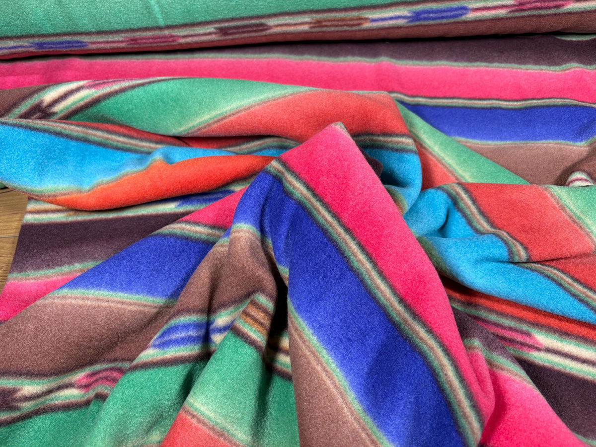 Serape Striped Southwest Ikat Winterfleece Fabric, 100% Polyester 58/60", Home Décor, Apparel