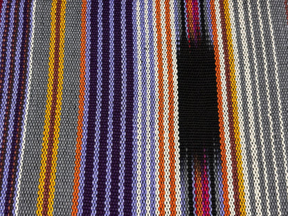 Lavendar, Gray, Orange Ikat Striped Guatemalan Fabric by the YARD. 100% Cotton Handwoven Mayan Textile.