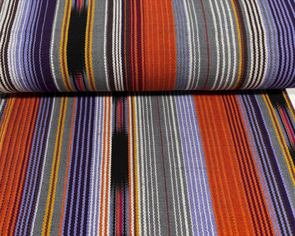 Lavendar, Gray, Orange Ikat Striped Guatemalan Fabric by the YARD. 100% Cotton Handwoven Mayan Textile.
