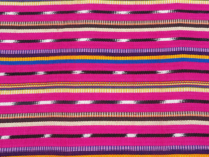 Bright Pink Striped Ikat Guatemalan Fabric by the YARD. Handwoven Fair Trade Ethnic Mayan Fabric. 100% Cotton for Home Décor 36" wide.