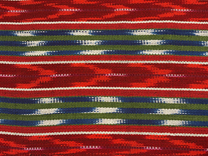 Red, Green, Blue Ikat Striped Guatemalan Fabric by the YARD. Handwoven Fair Trade Mayan Textile. Medium Weight 36" wide.