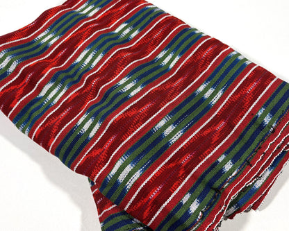Red, Green, Blue Ikat Striped Guatemalan Fabric by the YARD. Handwoven Fair Trade Mayan Textile. Medium Weight 36" wide.