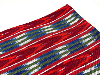 Red, Green, Blue Ikat Striped Guatemalan Fabric by the YARD. Handwoven Fair Trade Mayan Textile. Medium Weight 36" wide.
