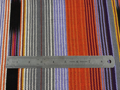 Lavendar, Gray, Orange Ikat Striped Guatemalan Fabric by the YARD. 100% Cotton Handwoven Mayan Textile.