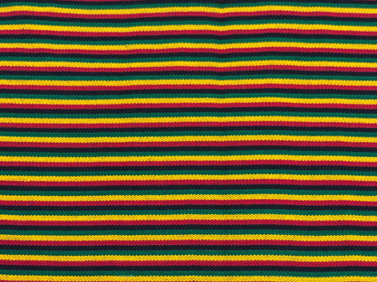 Guatemalan Handwoven Cotton Fabric, Rasta Micro Stripes, Red Yellow Green Black, 36" Wide
