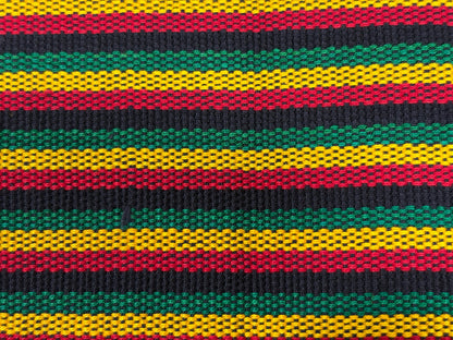 Guatemalan Handwoven Cotton Fabric, Rasta Micro Stripes, Red Yellow Green Black, 36" Wide