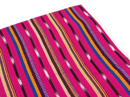 Bright Pink Striped Ikat Guatemalan Fabric by the YARD. Handwoven Fair Trade Ethnic Mayan Fabric. 100% Cotton for Home Décor 36" wide.
