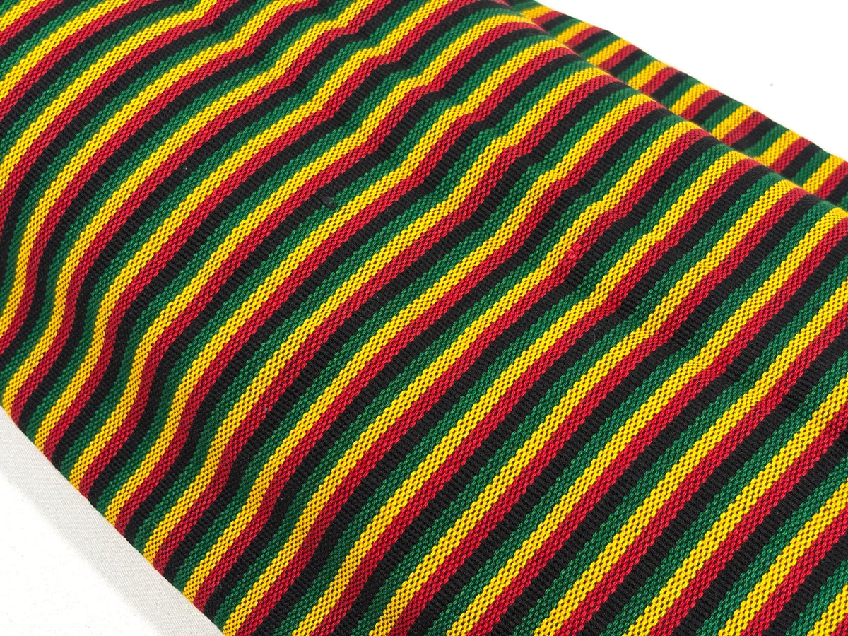 Guatemalan Handwoven Cotton Fabric, Rasta Micro Stripes, Red Yellow Green Black, 36" Wide
