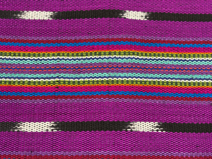 Bright Rainbow & Black, White Ikat Guatemalan Fabric by Yard, Handwoven Cotton, 36" Wide.