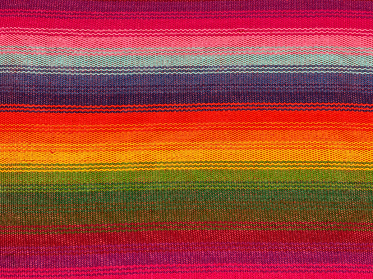 Serape Stripe Ombre Rainbow Guatemalan Fabric by Yard, Handwoven Cotton, 36" Wide.