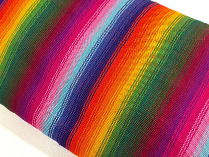Serape Stripe Ombre Rainbow Guatemalan Fabric by Yard, Handwoven Cotton, 36" Wide.