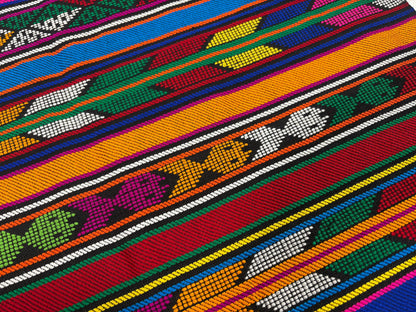 Extra Fine Weave Guatemalan Huipil Style Fabric by Yard. Assorted Color Red Handwoven Cotton, 25" Wide.