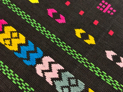 Black Embroidered Fine Weave Guatemalan Huipil Style Fabric by Yard. Handwoven Cotton 36" Wide.