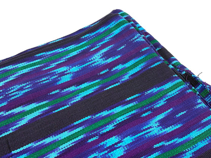 Turquoise & Deep Purple Ikat Striped Guatemalan Fabric by Yard, Handwoven Cotton Mayan Textile, 36".