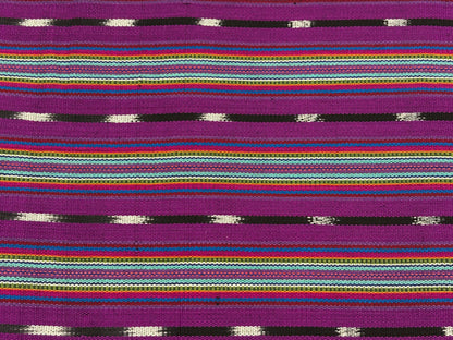 Bright Rainbow & Black, White Ikat Guatemalan Fabric by Yard, Handwoven Cotton, 36" Wide.