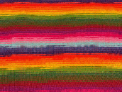 Serape Stripe Ombre Rainbow Guatemalan Fabric by Yard, Handwoven Cotton, 36" Wide.