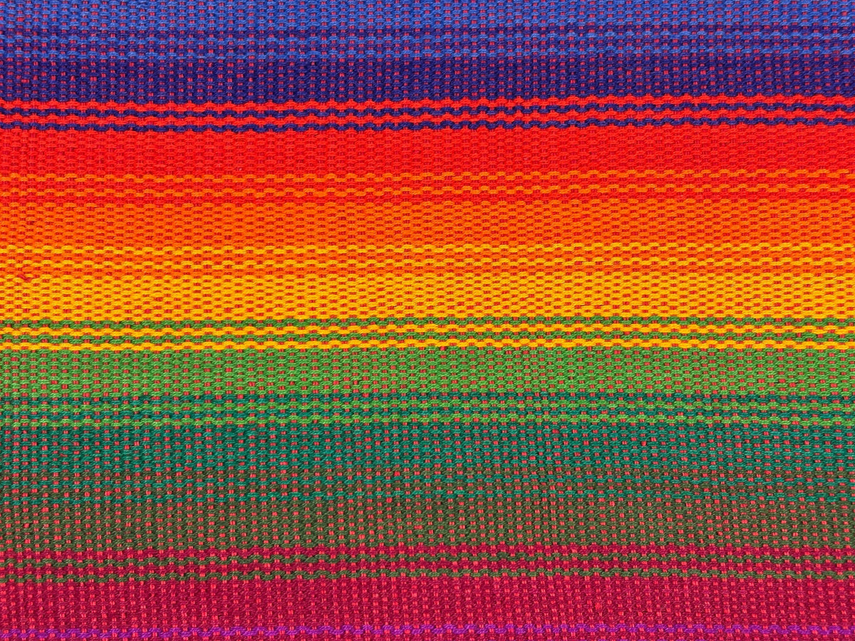Serape Stripe Ombre Rainbow Guatemalan Fabric by Yard, Handwoven Cotton, 36" Wide.