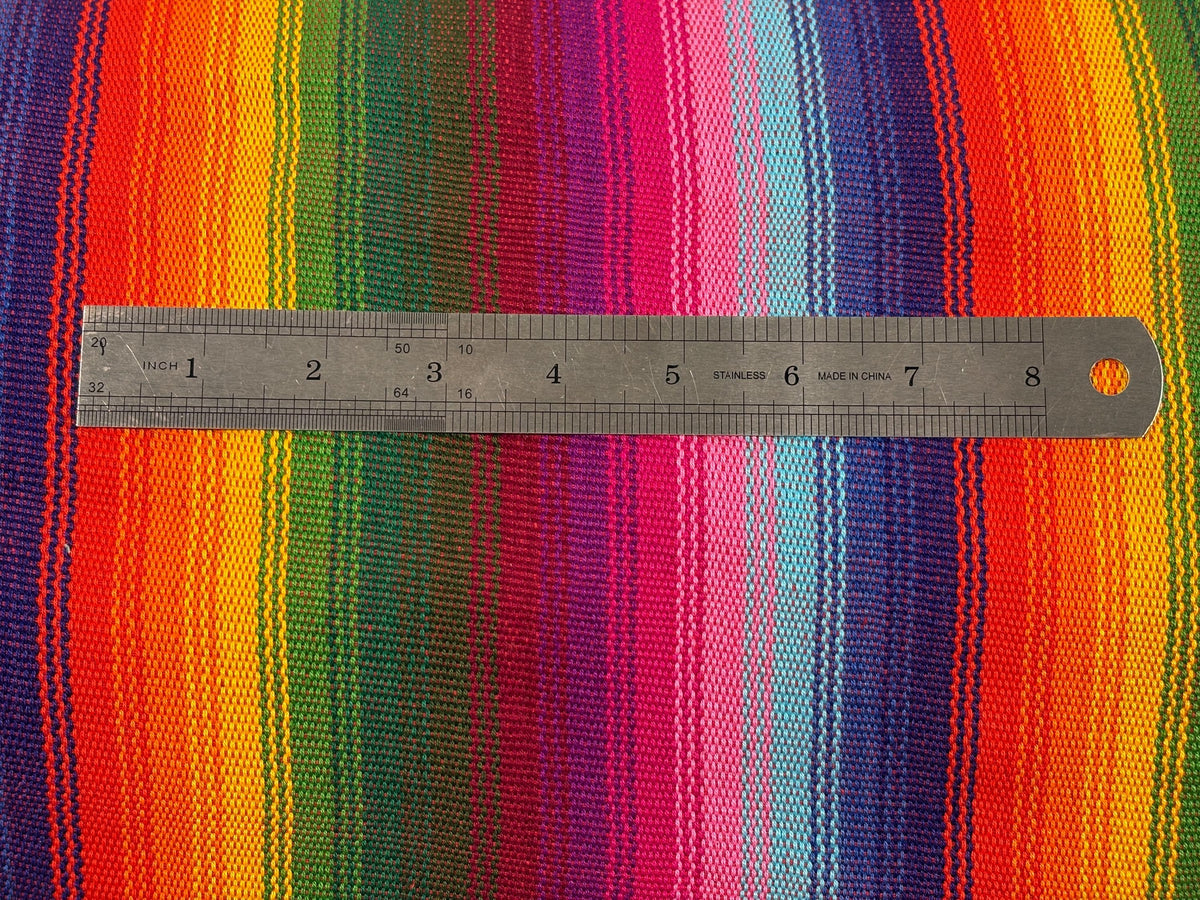 Serape Stripe Ombre Rainbow Guatemalan Fabric by Yard, Handwoven Cotton, 36" Wide.