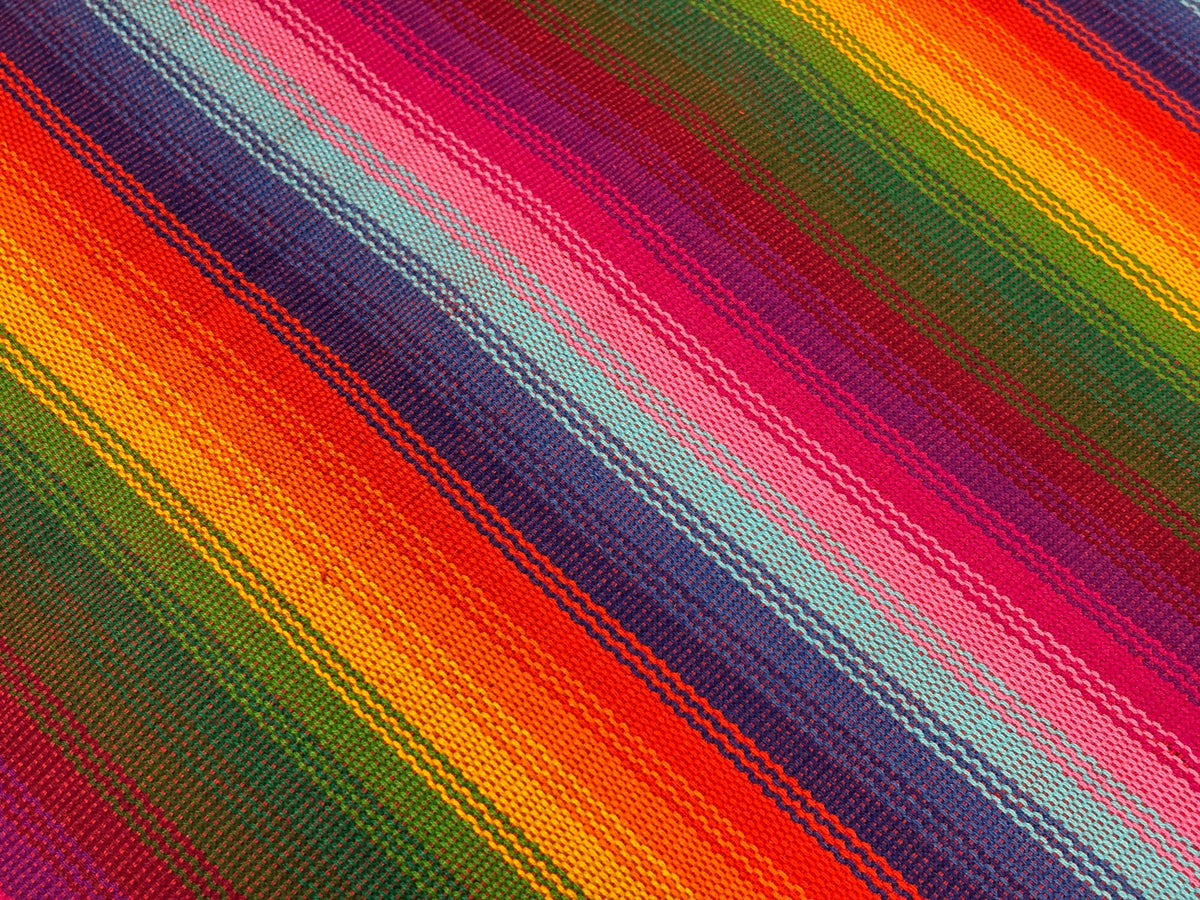 Serape Stripe Ombre Rainbow Guatemalan Fabric by Yard, Handwoven Cotton, 36" Wide.