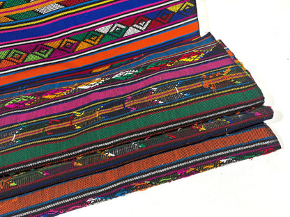 Extra Fine Weave Guatemalan Huipil Style Fabric by Yard. Assorted Color Red Handwoven Cotton, 25" Wide.