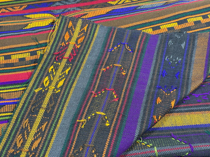 Extra Fine Weave Guatemalan Huipil Style Fabric by Yard. Assorted Color Blue Handwoven Cotton, 25" Wide.