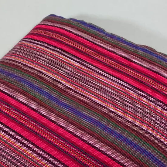 Guatemalan Mini Striped Ikat Fabric by the YARD. Medium Weight. Hot Pink & Assorted Colors Handwoven Mayan Fabric for Home Décor. 36" wide.
