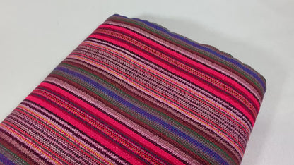 Guatemalan Mini Striped Ikat Fabric by the YARD. Medium Weight. Hot Pink & Assorted Colors Handwoven Mayan Fabric for Home Décor. 36" wide.