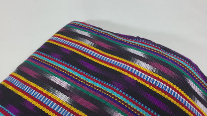 Guatemalan Traditional Ikat Fabric by the YARD. Medium Weight. Purple & Black Handwoven Mayan Fabric for Apparrel, Home Décor. 36" wide.