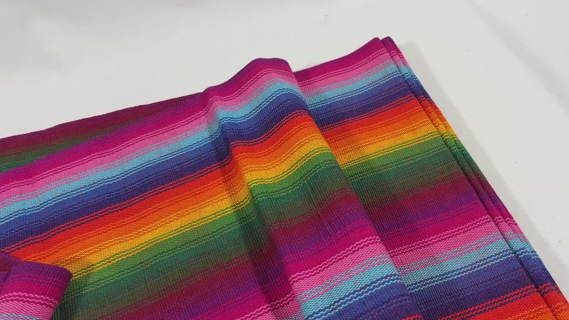 Serape Stripe Ombre Rainbow Guatemalan Fabric by Yard, Handwoven Cotton, 36" Wide.