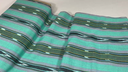 Mint Green & Pink Ikat Striped Guatemalan Fabric by the YARD. Handwoven Mayan Fabric. 100% Cotton Light Weight for Home Décor 36" wide.