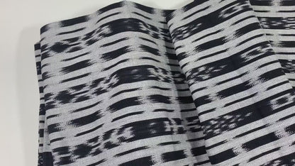 Guatemalan Ikat Fabric by the YARD. Black & Silver/Pale Gray Striped Handwoven Mayan Textile for Home Décor, Apparel. 100% Cotton Med Weight