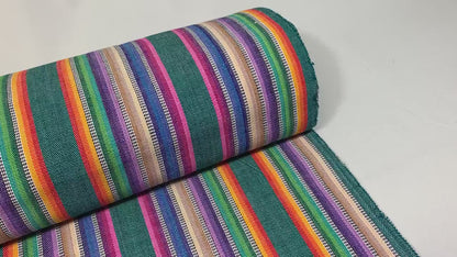 Pastel Rainbow Ikat Striped Guatemalan Fabric by the YARD. Easter Egg Candy Colors. Handwoven Mayan Fabric. Medium Weight for Home Décor.