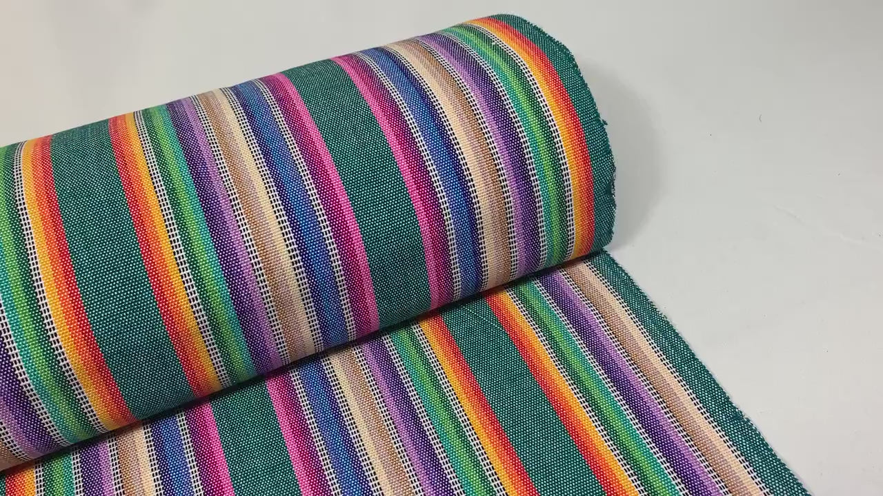 Pastel Rainbow Ikat Striped Guatemalan Fabric by the YARD. Easter Egg Candy Colors. Handwoven Mayan Fabric. Medium Weight for Home Décor.