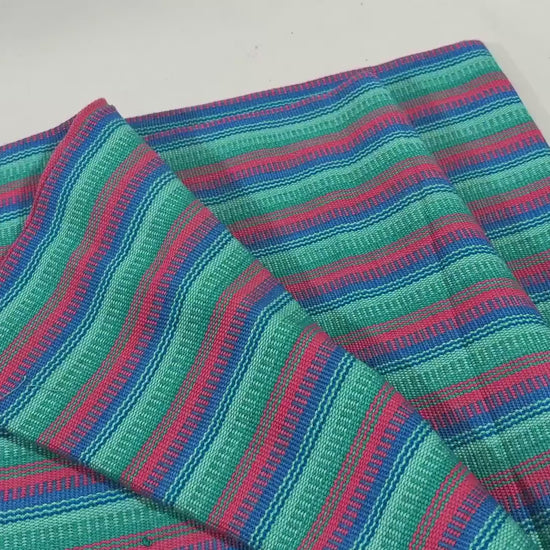Pastel Pink, Green & Blue Guatemalan Fabric by Yard, Handwoven Mayan Cotton Textile, 36" Wide.