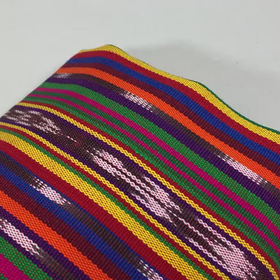 Guatemalan Traditional Ikat Fabric by the YARD. Medium Weight Bright Primary Colors Handwoven Mayan Fabric for Apparel, Home Décor. 36" wide