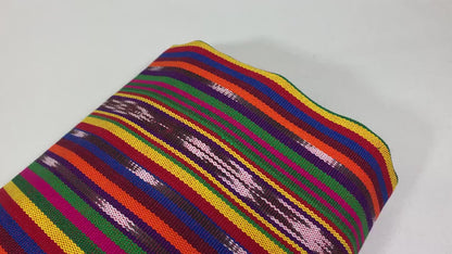 Guatemalan Traditional Ikat Fabric by the YARD. Medium Weight Bright Primary Colors Handwoven Mayan Fabric for Apparel, Home Décor. 36" wide