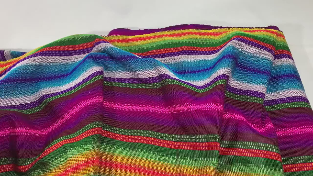 Fuchsia, Blue, Assorted Color Guatemalan Fabric by the YARD. Handwoven Fair Trade Mayan Fabric. Ethnic Woven Fabric for Home Décor. 36" wide