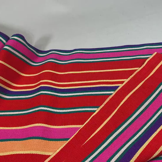 Guatemalan Fabric by the YARD. Woven Fair Trade Mayan Fabric. Heavy Weight Designer Cotton Fabric for Home Decor. Multicolor Bright Stripes