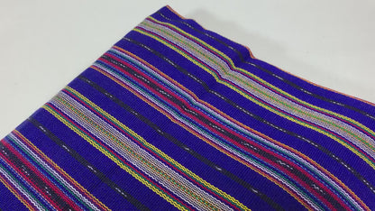 Guatemalan Mini Striped Ikat Fabric by the YARD. Light Weight. Royal Blue, Red, Yellow Handwoven Mayan Fabric for Apparel, Décor. 36" wide.