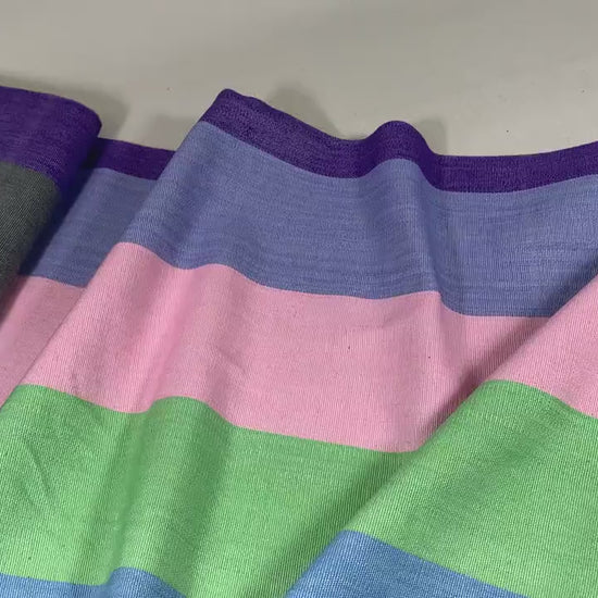 Guatemalan Fabric by the YARD. Handwoven Fair Trade Mayan Fabric. Ethnic Woven Fabric for Home Decor. Pastel Pink/Green/Blue Wide Stripes.