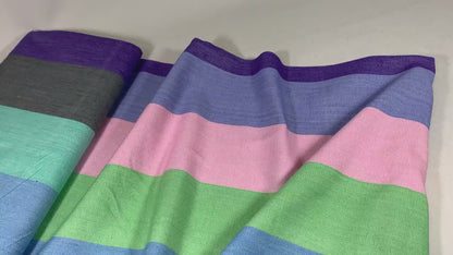 Guatemalan Fabric by the YARD. Handwoven Fair Trade Mayan Fabric. Ethnic Woven Fabric for Home Decor. Pastel Pink/Green/Blue Wide Stripes.