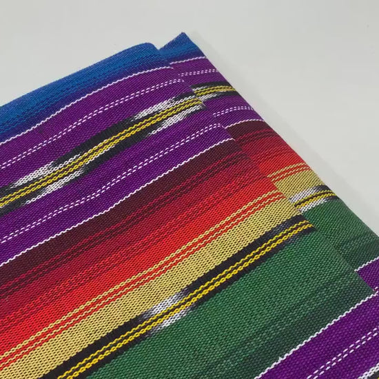 Guatemalan Ikat Fabric by the YARD. Purple Southwest Style Ikat Striped. Handwoven Fair Trade Mayan Ethnic Fabric for Home Décor. 36" wide.