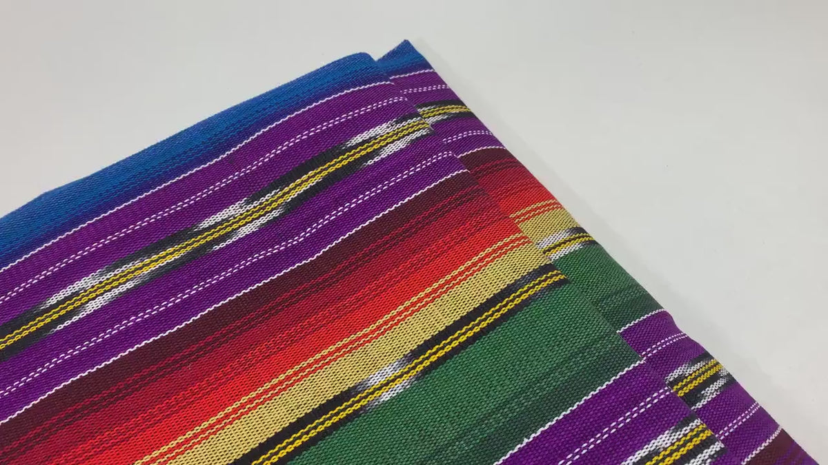 Guatemalan Ikat Fabric by the YARD. Purple Southwest Style Ikat Striped. Handwoven Fair Trade Mayan Ethnic Fabric for Home Décor. 36" wide.