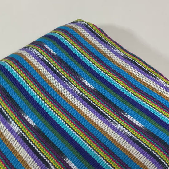 Guatemalan Traditional Ikat Fabric by the YARD. Medium Weight Turquoise Blue/White Handwoven Mayan Fabric for Apparel, Home Décor. 36" wide