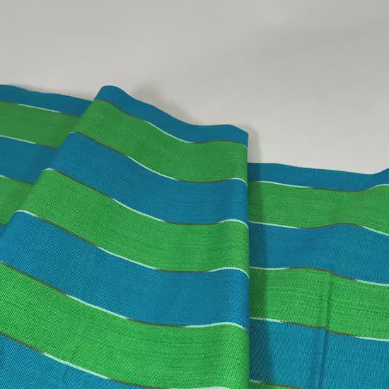 Guatemalan Fabric by the YARD. Handwoven Fair Trade Mayan Fabric. Ethnic Woven Fabric for Home Decor. Lime Green & Turquoise Wide Stripes