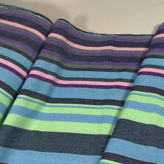 Guatemalan Fabric by the YARD. Handwoven Fair Trade Mayan Fabric. Designer Woven Fabric for Home Decor. Green, Pink, Blue, Purple Stripes.